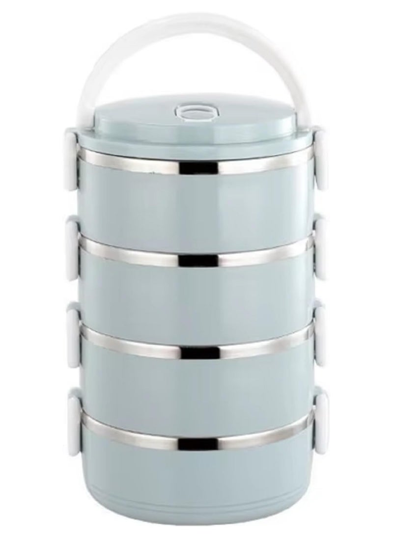 LIMITLESS 4 Stackable Lunch Box, Portable Stainless Steel Bento Box Food Storage Portable Thermal Cylinder With Silicone Sealing Ring Design, for Workers, Picnic, School, Office (Blue)  - Image 1