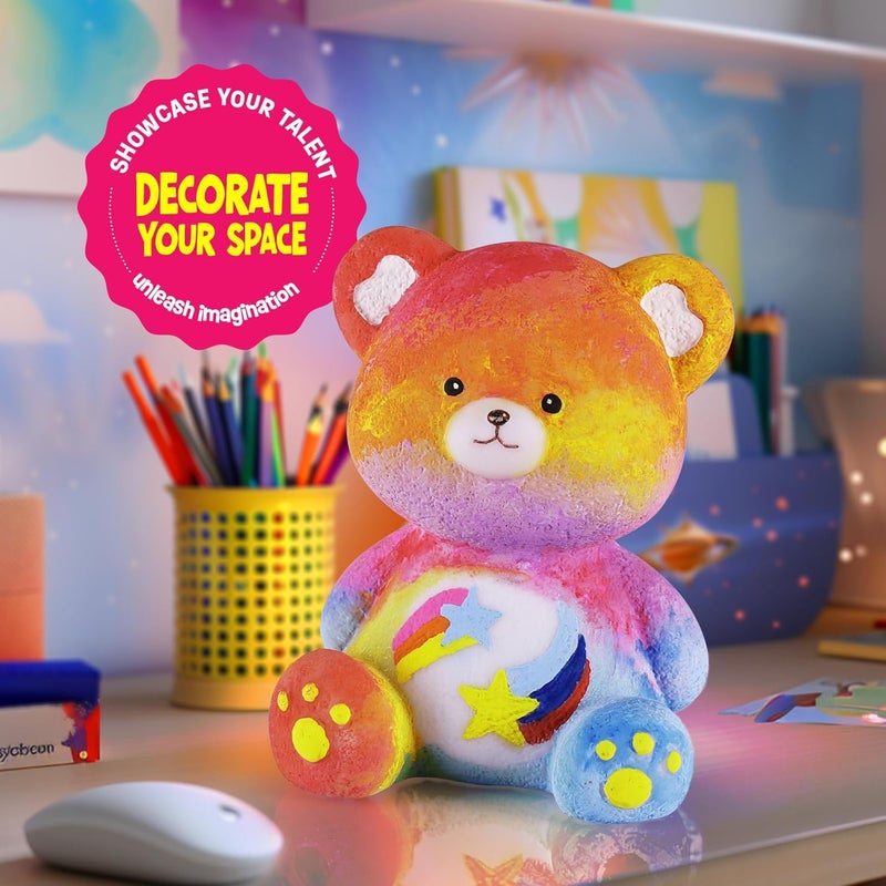 ONE TO FOUR Paint Your Own Bear Lamp Kit, DIY Kit Arts and Crafts for Kids 4-6, Creative Painting Kit, Bear Coloring Toys Birthday Gift for Girls and Boys Ages 3 4 5 6 7 8 9 10 11 12+ - Image 5