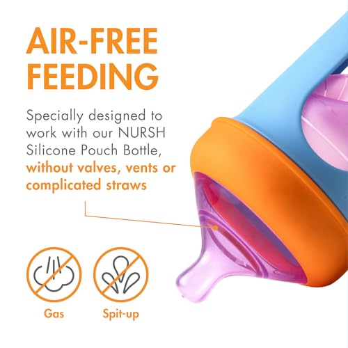 BOON حلمات زجاجات الأطفال من بون نورش بلاتينيوم آمنة للطعام - تدفق سريع - مستلزمات تغذية زجاجات الأطفال تناسب جميع زجاجات بون نورش - ألوان متداخلة - 3 قطع - للأعمار من 6 أشهر وما فوق - Image 5