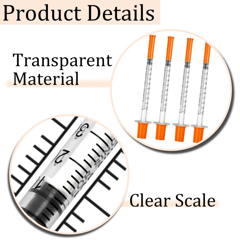 JIUBULUJIU 10Pcs Plastic Syringes, 1ml Syringe with Cap - Image 3
