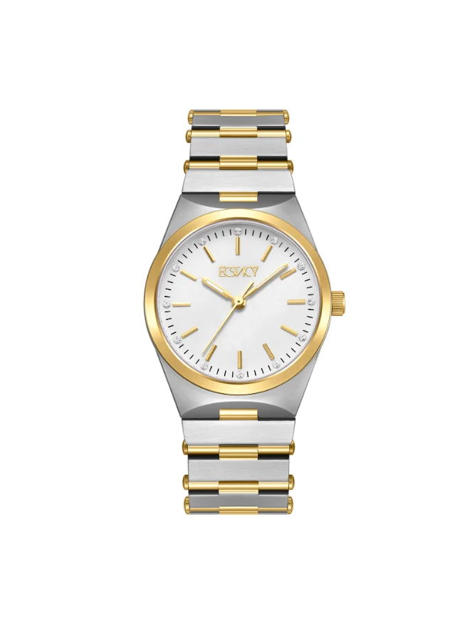 إكستاسي Women's Analog Display Watch With Gold Stainless Steel Strap - E24501-TBTM