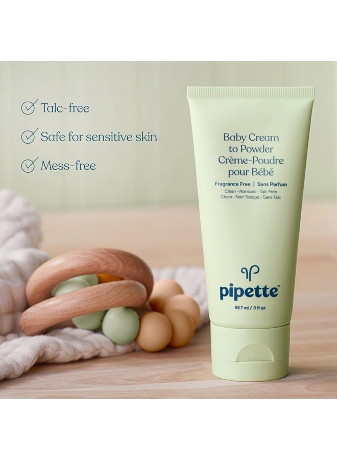 pipette Baby Cream to Powder - Talc-Free Baby Powder, Keep Baby's Skin Happy, Squalane Helps Restore The Natural Balance of Baby's Skin, Fragrance Free, 3 oz - Image 2