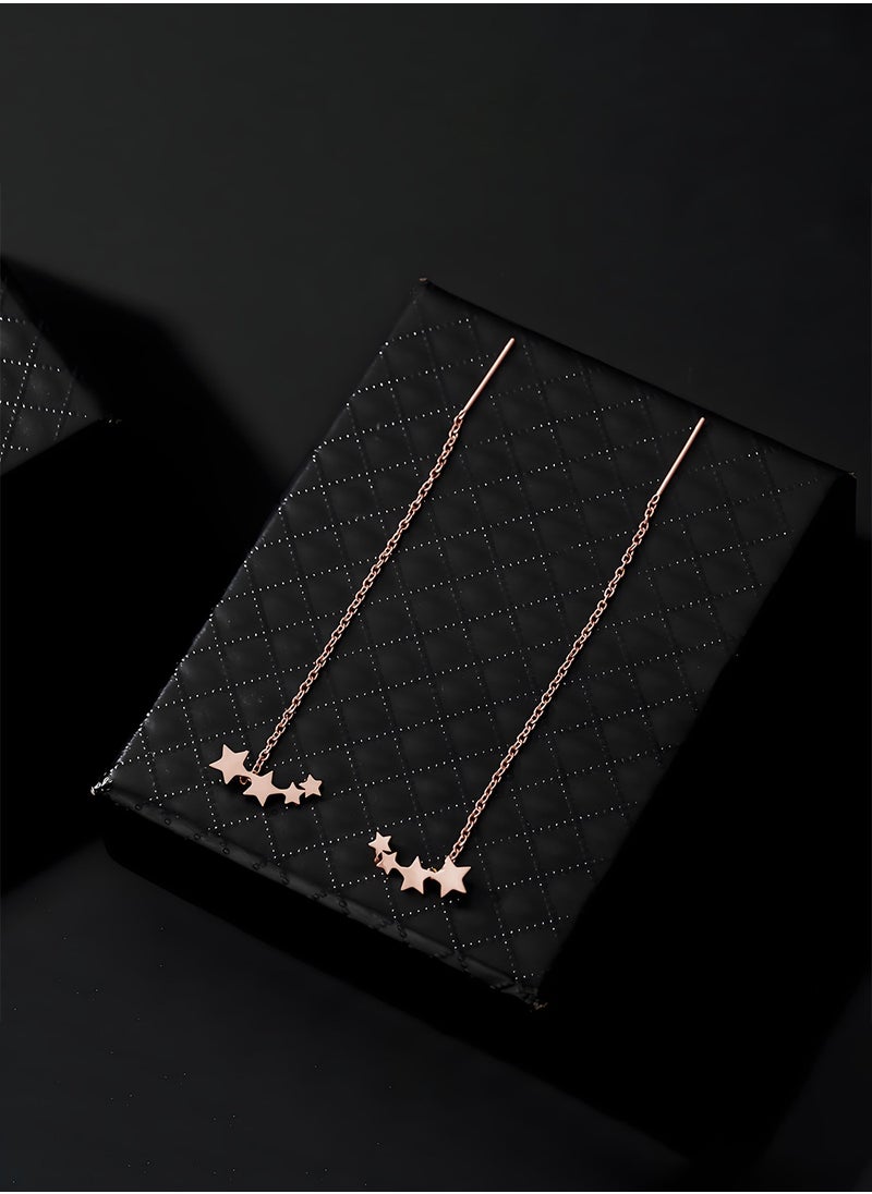 KevKev Fashion Star Hollow-Out Drop Earrings - Elegant Rose Gold Earrings for Women Gilrs  - Image 2