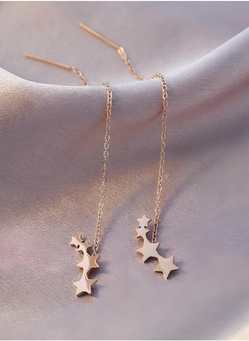 KevKev Fashion Star Hollow-Out Drop Earrings - Elegant Rose Gold Earrings for Women Gilrs  - Image 4