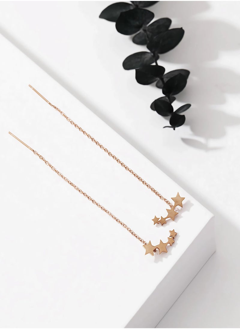 KevKev Fashion Star Hollow-Out Drop Earrings - Elegant Rose Gold Earrings for Women Gilrs  - Image 5