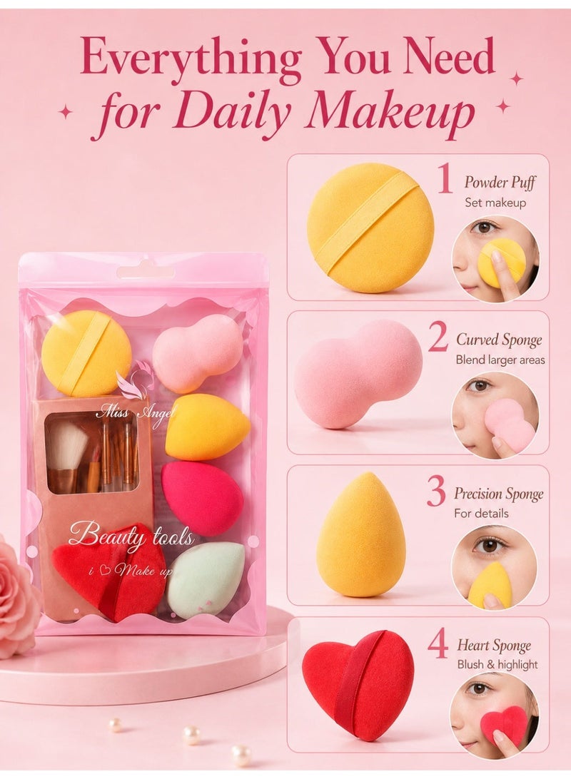 11-Piece Makeup Tool Set – 5 Brushes & 6 Soft Blending Sponges for Liquid, Cream & Powder Makeup - Image 3