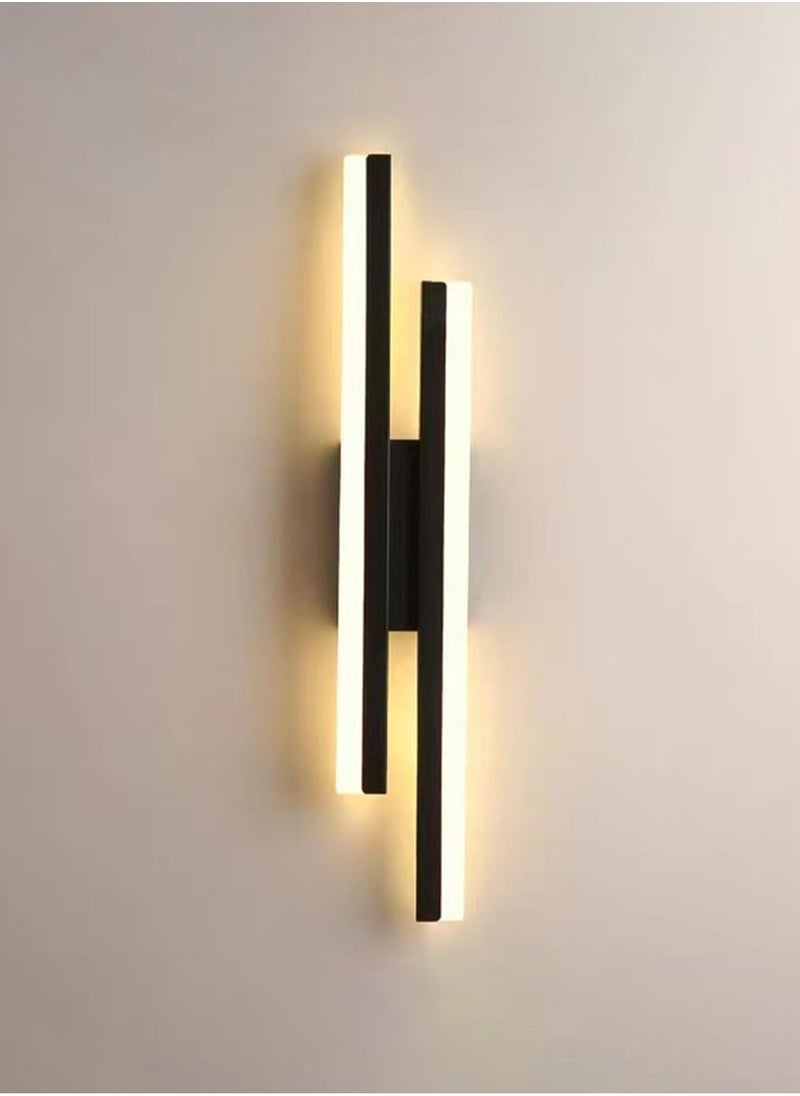 LOOPITYS Wall lamp, acrylic lampshade linear metal wall lamp, modern LED wall lamp, bedside wall lamp, black strip wall lamp (3000K warm light)  - Image 1