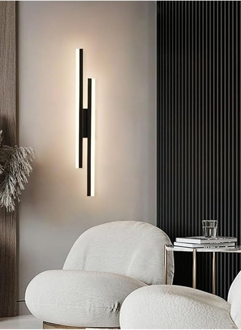 LOOPITYS Wall lamp, acrylic lampshade linear metal wall lamp, modern LED wall lamp, bedside wall lamp, black strip wall lamp (3000K warm light)  - Image 2