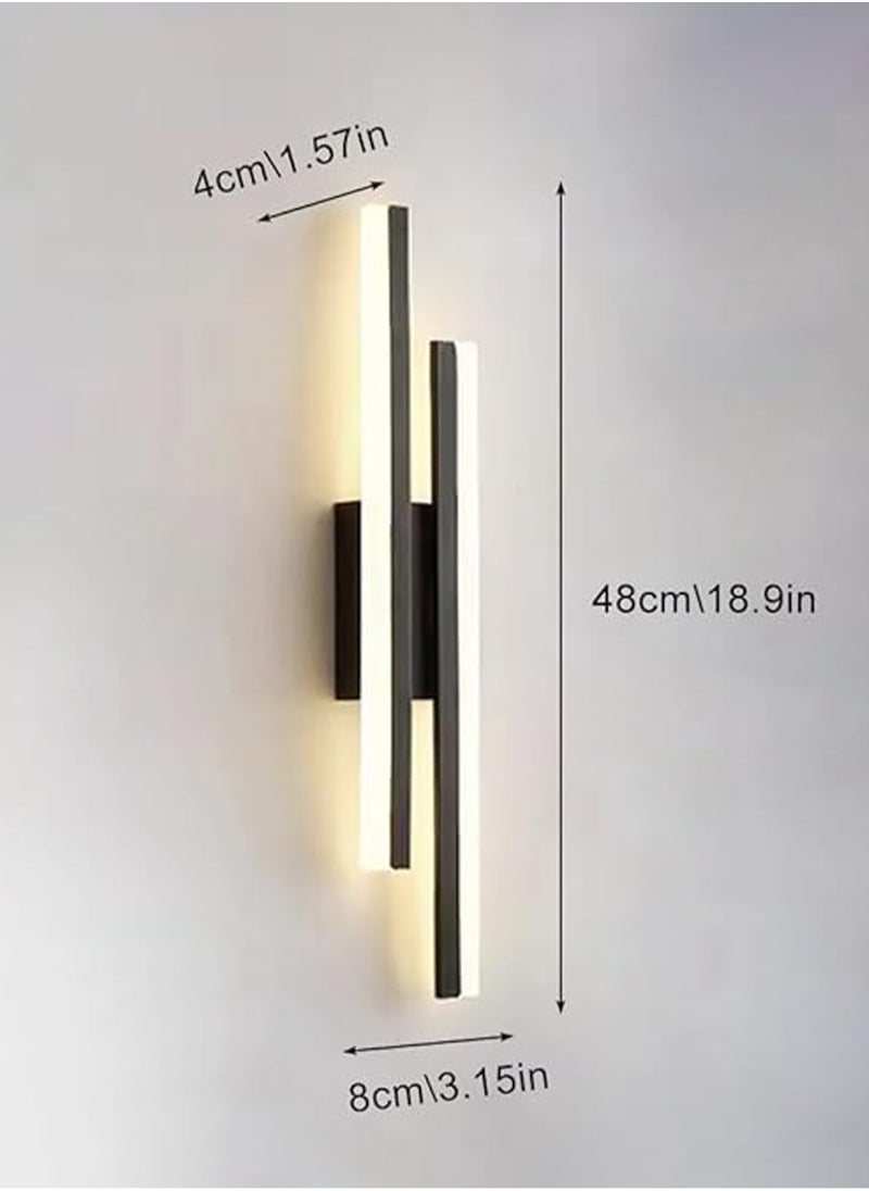 LOOPITYS Wall lamp, acrylic lampshade linear metal wall lamp, modern LED wall lamp, bedside wall lamp, black strip wall lamp (3000K warm light)  - Image 3