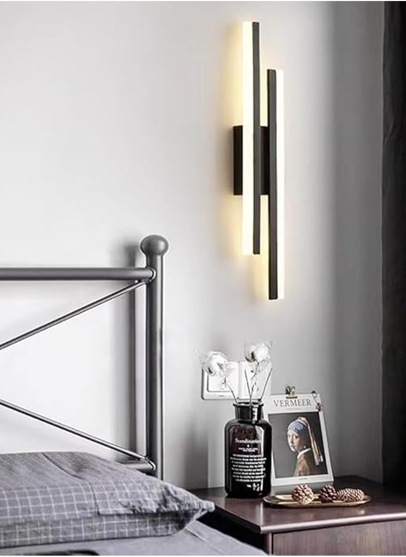 LOOPITYS Wall lamp, acrylic lampshade linear metal wall lamp, modern LED wall lamp, bedside wall lamp, black strip wall lamp (3000K warm light)  - Image 4
