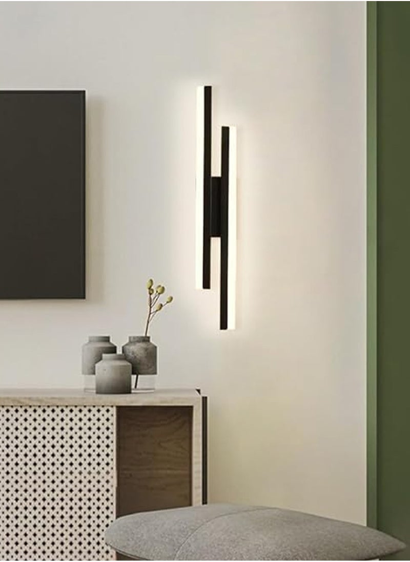 LOOPITYS Wall lamp, acrylic lampshade linear metal wall lamp, modern LED wall lamp, bedside wall lamp, black strip wall lamp (3000K warm light)  - Image 5