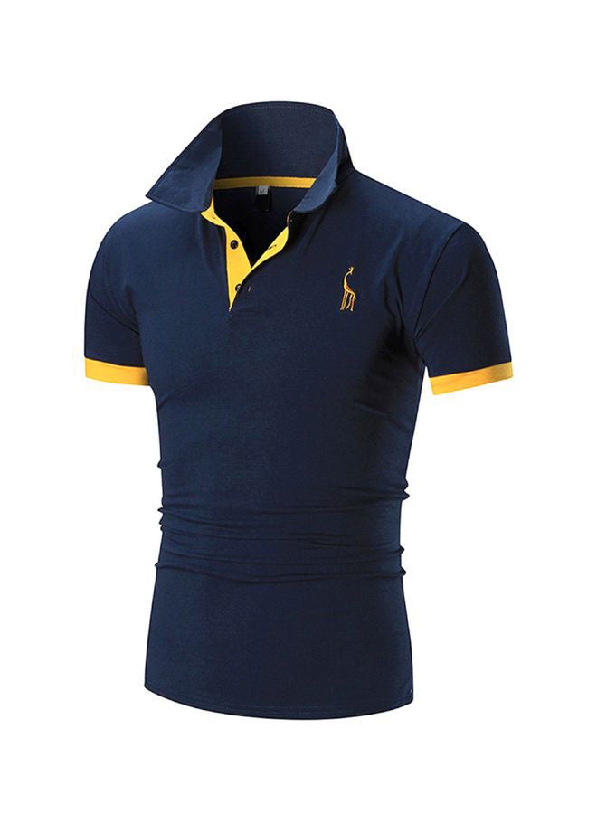 NIBEMINENT Fawn Logo Embroidered Polo Navy/Yellow  - Image 1