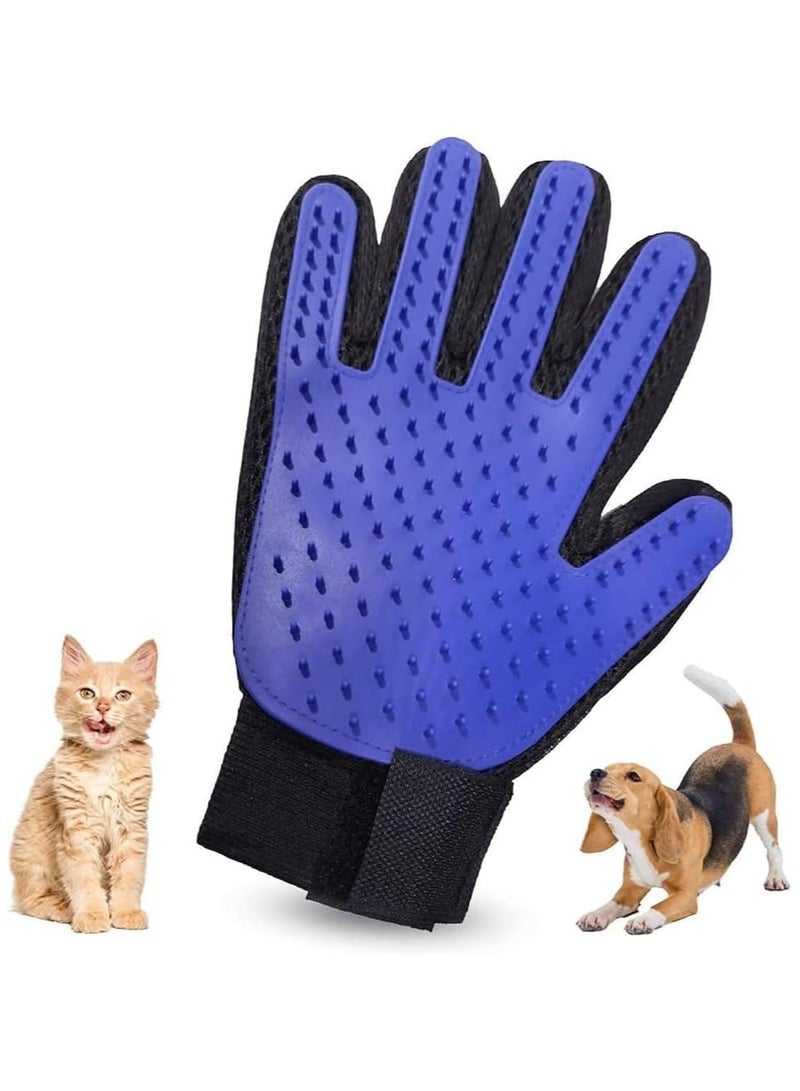 Generic This revolutionary pet grooming and massage glove from this brand is specially designed to remove dead hair and massage cats and dogs, comes in a distinctive blue color.  - Image 1