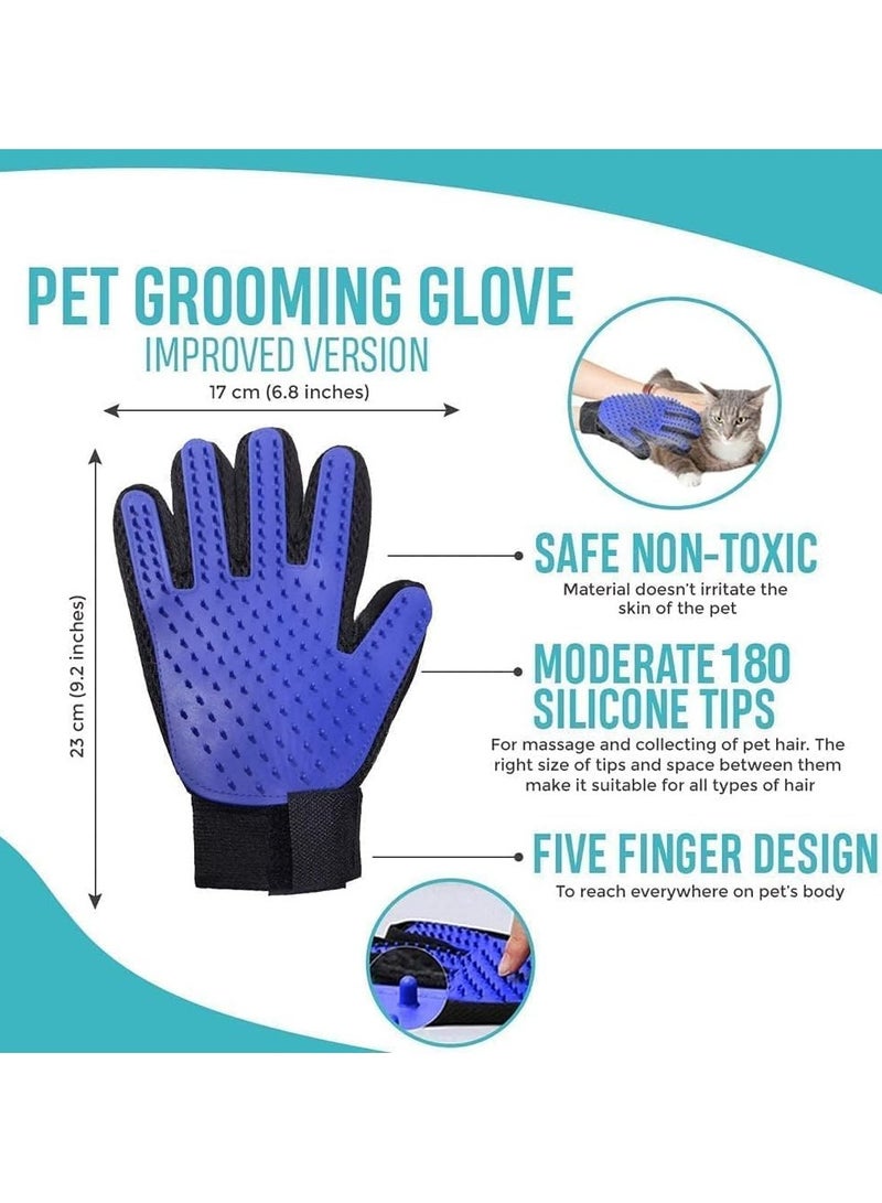 Generic This revolutionary pet grooming and massage glove from this brand is specially designed to remove dead hair and massage cats and dogs, comes in a distinctive blue color.  - Image 2