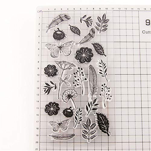 arriettycraft Dandelion Flowers Clear Stamps for Card Making and Journaling, Leaves Butterfly Rubber Stamps for Scrapbooking Journals Album Paper Crafts DIY - Image 2