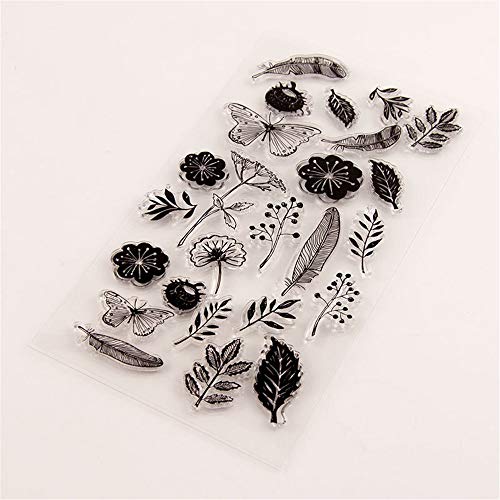 arriettycraft Dandelion Flowers Clear Stamps for Card Making and Journaling, Leaves Butterfly Rubber Stamps for Scrapbooking Journals Album Paper Crafts DIY - Image 3