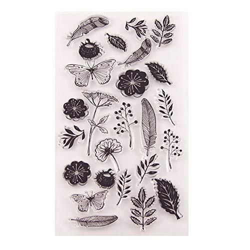 arriettycraft Dandelion Flowers Clear Stamps for Card Making and Journaling, Leaves Butterfly Rubber Stamps for Scrapbooking Journals Album Paper Crafts DIY - Image 1
