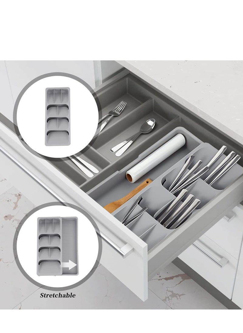 VIUAUAX Silverware Organizer Storage Tray,Cutlery Expandable Organizer for Kitchen Drawer Holding Flatware Spoons Forks  - Image 3