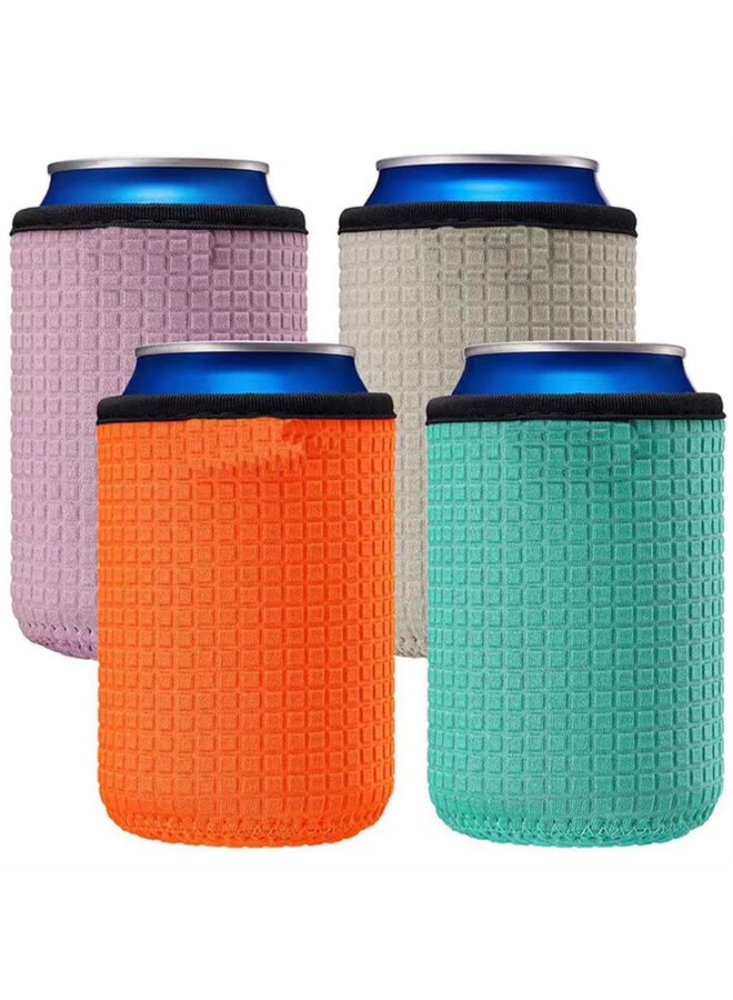 4 Pack 16oz Can Cooler Sleeves Honeycomb Embossing Insulated Neoprene Soda Cans Sleeves Holders Non-slip Can Insulator Sleeves - Image 1