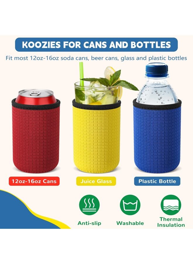 4 Pack 16oz Can Cooler Sleeves Honeycomb Embossing Insulated Neoprene Soda Cans Sleeves Holders Non-slip Can Insulator Sleeves - Image 2