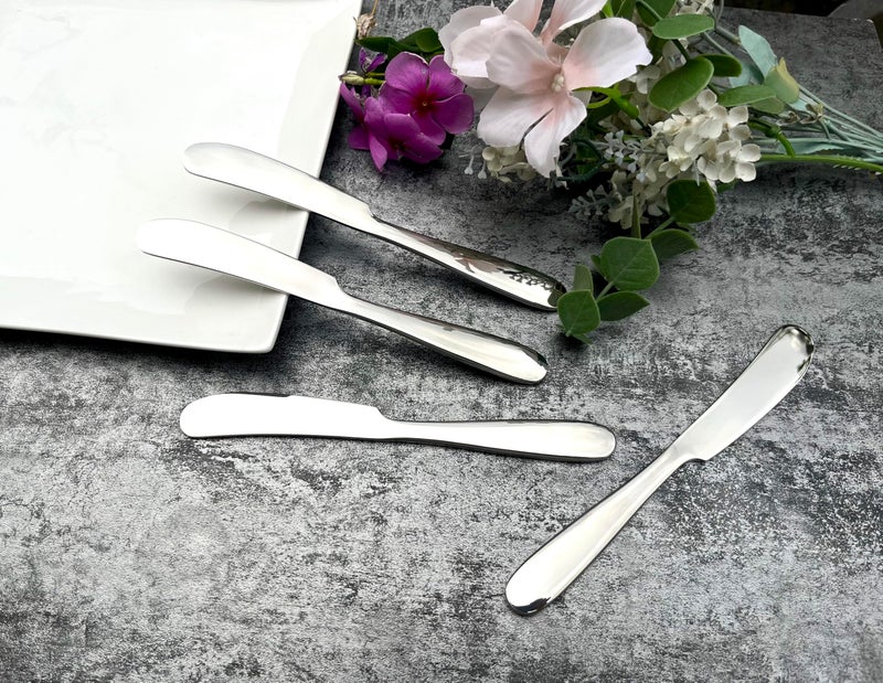 Pretihome 4 Pieces Set Butter knife, Pate Knife Cheese Spreader, Thick and Smooth Handle Food Safety Material Stainless Steel 18/10 SUS 304# for Home Restaurant Party breakfast (Mirror) - Image 5