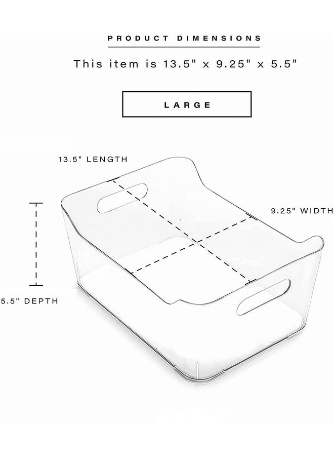 INKULTURE Refrigerator Pantry Organizer and Storage Bins And Ice Cube Holder With Front Handle For Fridge, Kitchen Cabinets, Countertops And Bedroom Etc | Large | Pack of 02