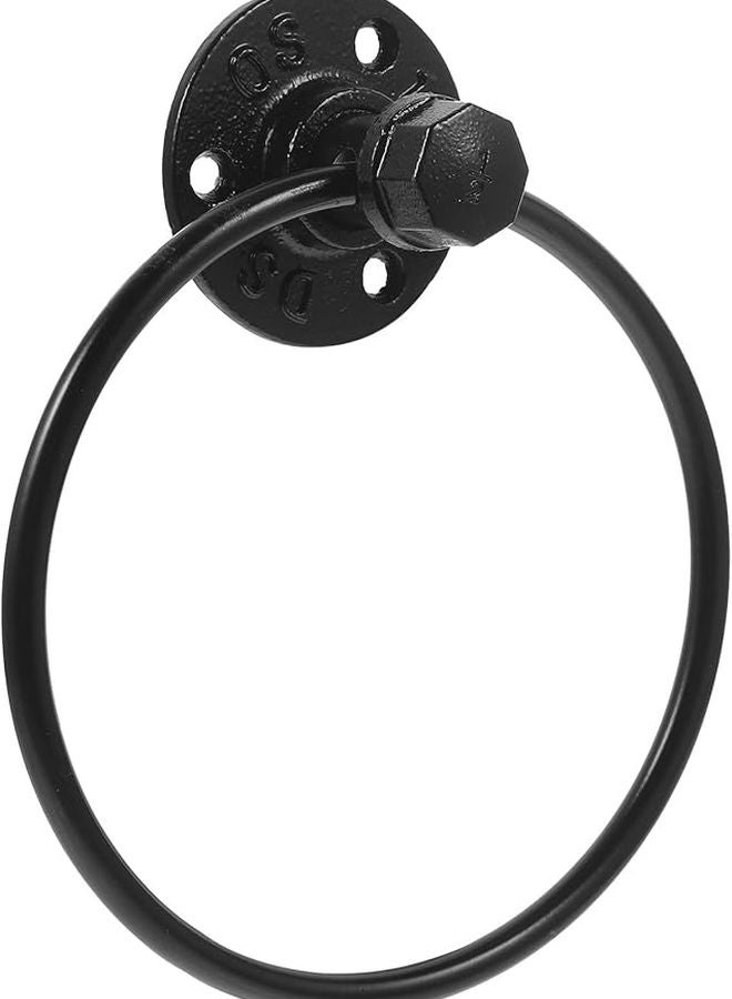 Vintage Black Towel Ring Holder Wall Mounted Quick Dry Rack For Kitchen Bathroom - Image 1