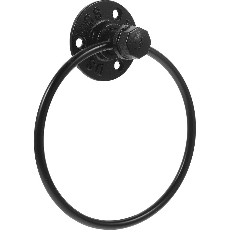 Vintage Black Towel Ring Holder Wall Mounted Quick Dry Rack For Kitchen Bathroom - Image 2