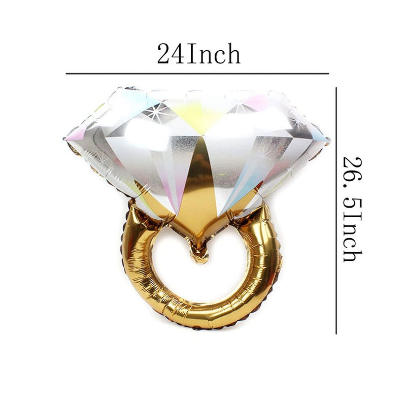 LMGERBUD 2Pcs Diamond Ring Aluminum Balloon,Wedding Bridal Shower Marriage Engagement Party Supplies - Image 2