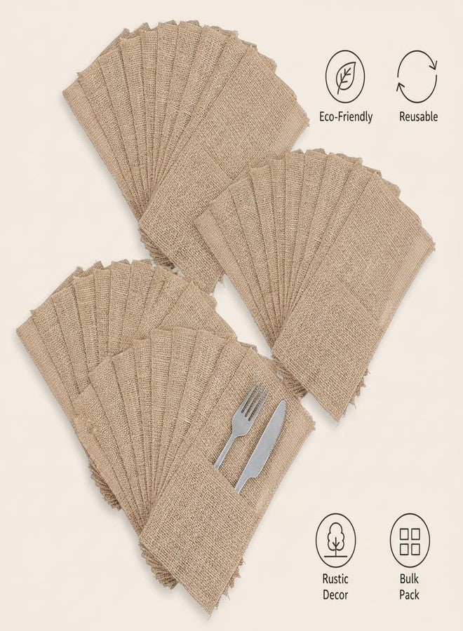 Metsi Burlap Cutlery Holders, Rustic Jute Silverware Pouches, Eco-Friendly Table Decor for Wedding, Party, Event & Dining Table Setup (40) - Image 5
