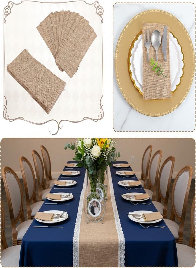 Metsi Burlap Cutlery Holders, Rustic Jute Silverware Pouches, Eco-Friendly Table Decor for Wedding, Party, Event & Dining Table Setup (40) - Image 4