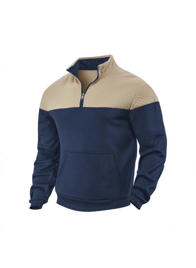 Popular Color-blocked Half-zip Pullover Outdoor Fashionable Casual Sweatshirt - Image 1