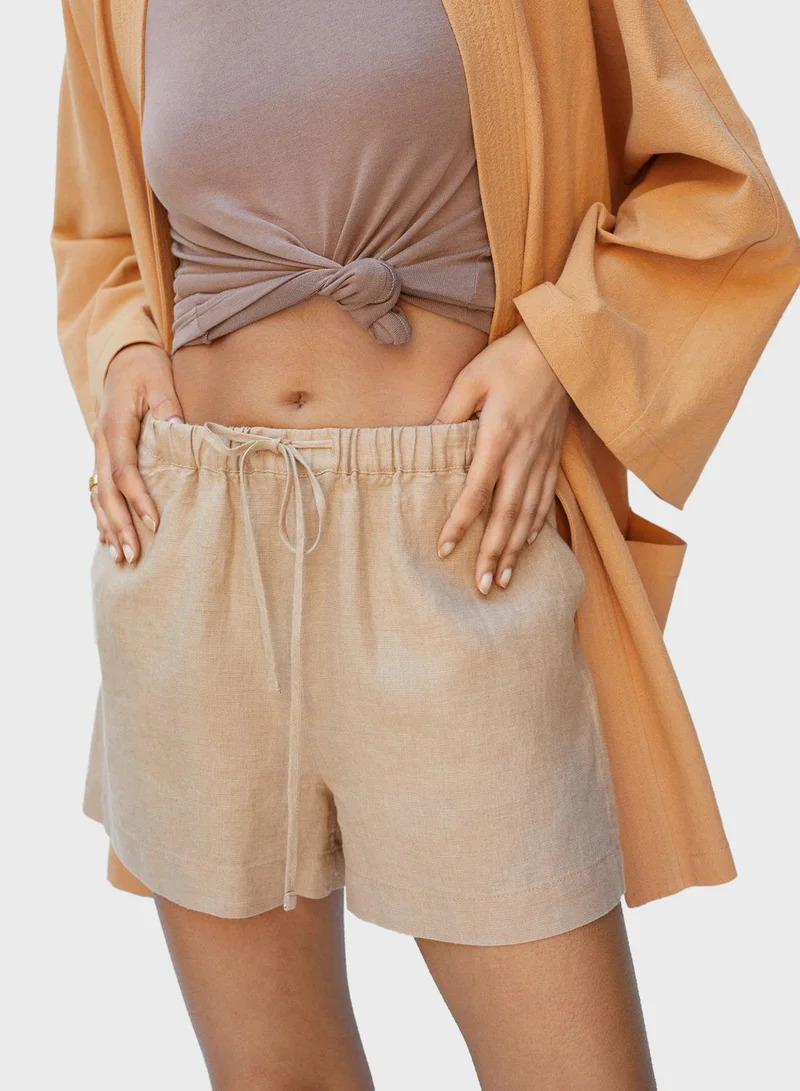 MANGO Paperbag Waist Shorts