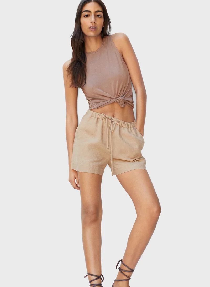 MANGO Paperbag Waist Shorts