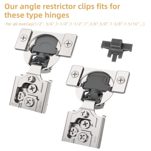 Furniware Cabinet Door Angle Restriction,10 Pieces 86 Degree Angle Restriction Hinge Clip for Soft Close Cabinet Hinges, Hinge Opening Angle Restrictor Clip, Nylon - Image 5