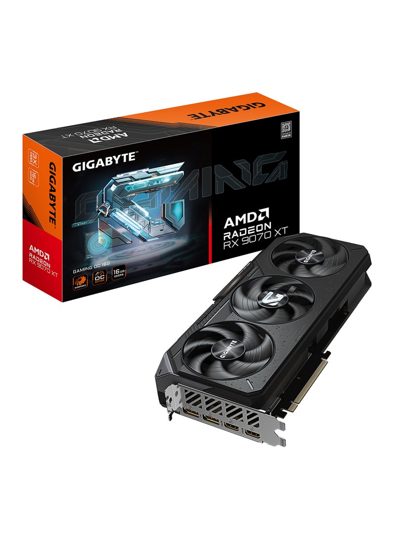 جيجابايت بطاقة الرسوميات Radeon RX 9070 XT GAMING OC 16G – 16GB GDDR6، 3060 ميجاهرتز تردد تعزيز، PCIe 5.0، 256-بت، 20 جيجابت في الثانية ذاكرة، 4096 معالجات تدفق، DisplayPort 2.1a x2، HDMI 2.1b x2، دعم 8K، طاقة ثلاثية 8-دبوس، ATX، تبريد WINDFORCE 3X، DirectX 12، OpenGL 4.6، جاهز للواقع الافتراضي، RGB، ثنائي BIOS | GV-R9070XTGAMING OC-16GD - Image 1