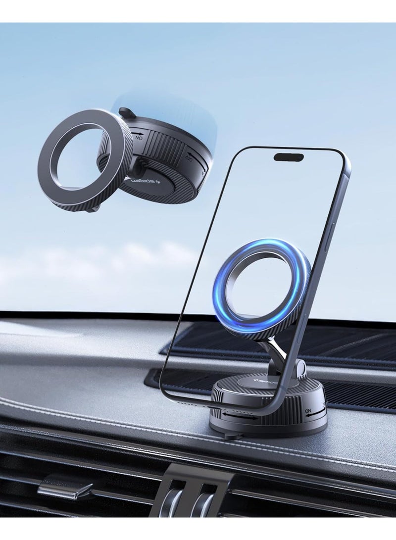 Spigen حامل السيارة المغناطيسي MFT36 VacuumLock 360° للوحة القيادة والزجاج الأمامي، حامل ماغسيف قوي متوافق مع آيفون 17 16/15/14/13/12 S26 بيكسل بيكسل سناب - Image 1