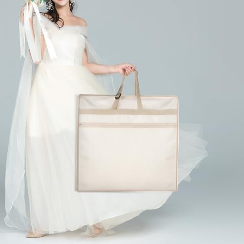 KEEGH Wedding Dress Garment Bag, 72” Tri-fold Bridal Dress Bags for Gowns, With Accessory Pockets and Adjustable Buckle Dress Cover for Wedding/Prom/Travel/Closet Storage (Beige) - Image 5