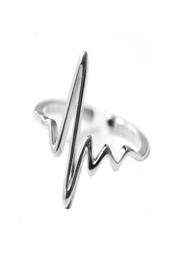 Helen de Lete Innovative Heart Beat Sterling Silver Open Ring for Adult Women - Image 1
