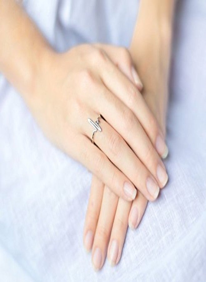 Helen de Lete Innovative Heart Beat Sterling Silver Open Ring for Adult Women - Image 2