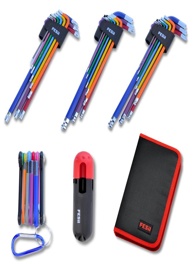 FESA Jumbo Allen Wrench Set - 29-Piece Torx, Standard & Metric Allen Wrenches with Micro to Large Ball Ends - Hex Keys with Folding Hex Tool, T-Handle & Storage Case - Image 1