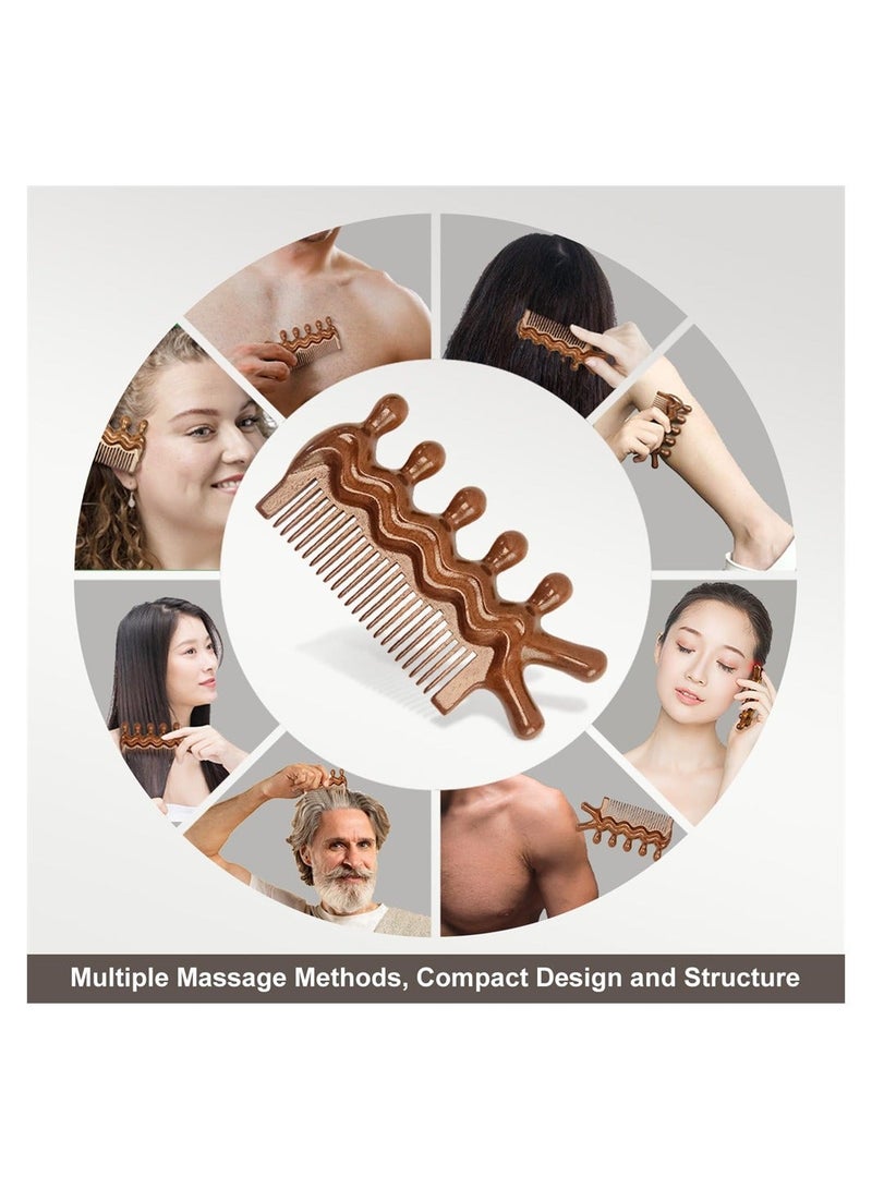 Wooden Massage Comb, Trigger Point Massage Tool, Gua Sha Scraping Scalp and Hair Massage, Scalp Stimulator, Scalp Massager, Full Body Acupressure - Image 3