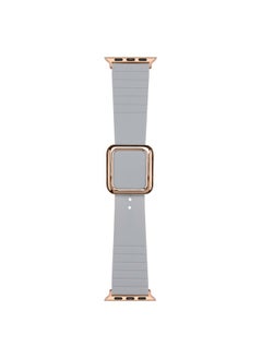 Generic Replacement Strap Rose Gold Square Buckle Silicone Watch Band For Apple Watch Series 9&8&7 41mm / SE 3&SE 2&6&SE&5&4 40mm / 3&2&1 38mm Cloud Grey 