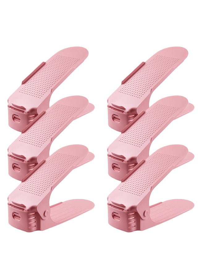 6-Piece Shoe Slots Organizer Shoe Stacker,Pink - Image 1