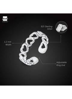 925 Sterling Silver - Toe And Midi Ring For Women - Adjustable Fit - Heart Design - Internal Diameter 16 Mm - Size 5 3/8 - pzsku/Z07EE62B2604A56854C8FZ/45/_/1735214448/4a1e27c1-b98b-4f6b-945b-51b031cf6dcc