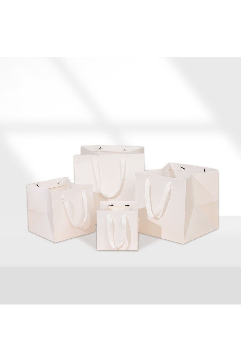 بي إيان مربع أسفل الكرتون الأبيض كيس Tote - بريميوم 230GSM ماتي النهاية، رطوبة مقاومة وتخصيص (15 سم إلى 30 سم) - مثالية للزهور والهدايا والتغليف المخبز - Image 1