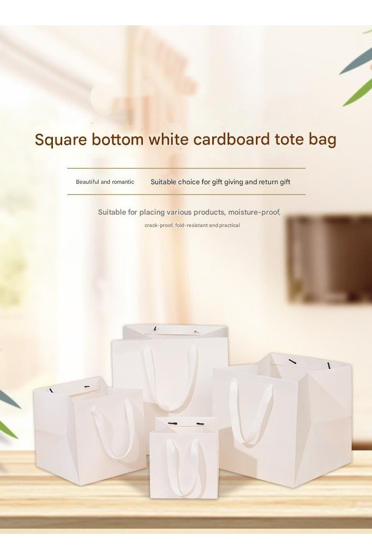 بي إيان مربع أسفل الكرتون الأبيض كيس Tote - بريميوم 230GSM ماتي النهاية، رطوبة مقاومة وتخصيص (15 سم إلى 30 سم) - مثالية للزهور والهدايا والتغليف المخبز - Image 5