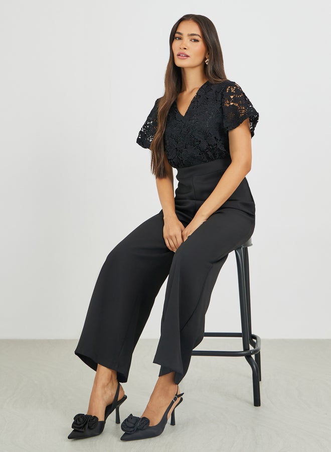 Styli Lace Insert Wide Leg Jumpsuit - Image 1
