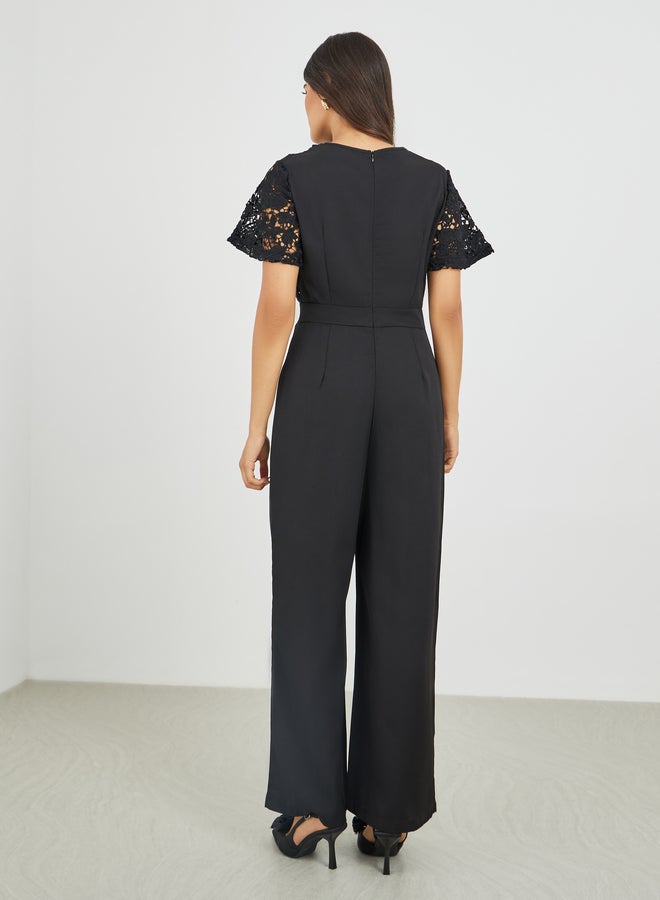 Styli Lace Insert Wide Leg Jumpsuit - Image 4