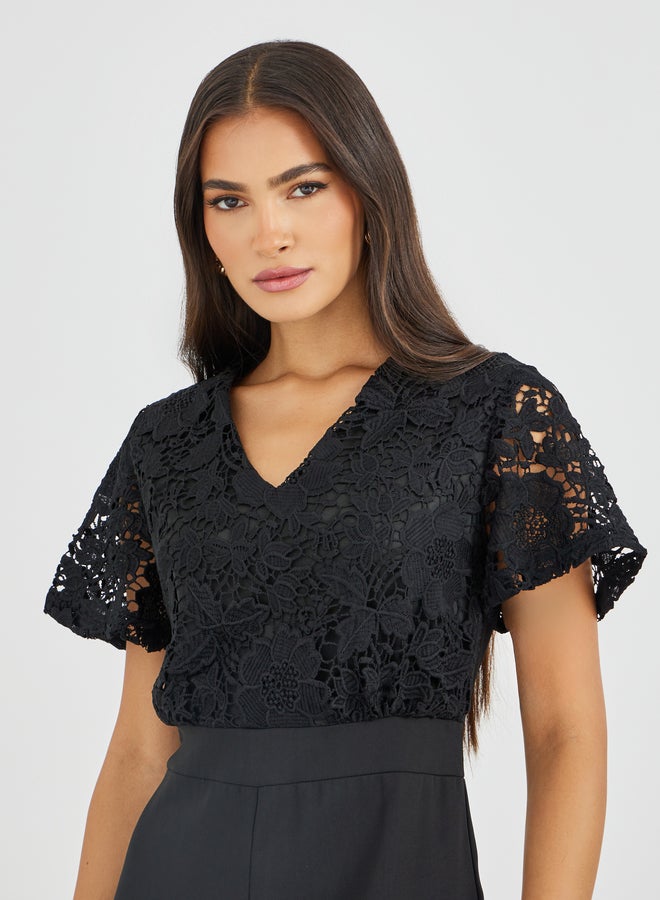 Styli Lace Insert Wide Leg Jumpsuit - Image 3